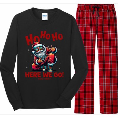 Santa Claus Is Dancing On Xmas Christmas Funny Gift Long Sleeve Pajama Set