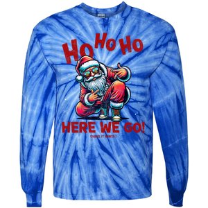 Santa Claus Is Dancing On Xmas Christmas Funny Gift Tie-Dye Long Sleeve Shirt