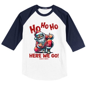 Santa Claus Is Dancing On Xmas Christmas Funny Gift Baseball Sleeve Shirt