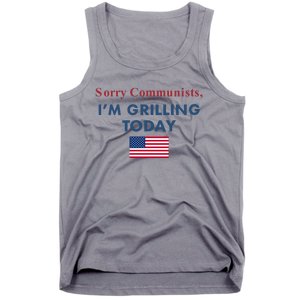 Sorry Communists Im Grilling Today Usa Flag Tank Top