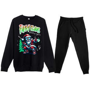 Santa Claus Is Dancing On Xmas Christmas Funny Gift Premium Crewneck Sweatsuit Set