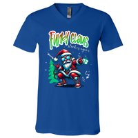 Santa Claus Is Dancing On Xmas Christmas Funny Gift V-Neck T-Shirt