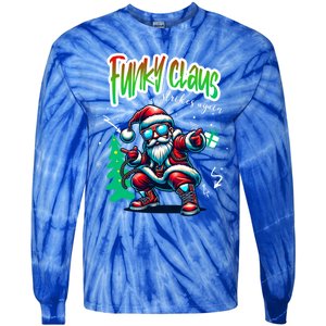 Santa Claus Is Dancing On Xmas Christmas Funny Gift Tie-Dye Long Sleeve Shirt