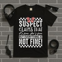 Suspect Claims ItS Fine But Everything Is Not Fine Funny T-Shirt