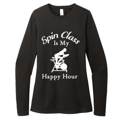 Spin Class Is My Happy Hour Cool Spin Class Cycling Meaningful Gift Womens CVC Long Sleeve Shirt