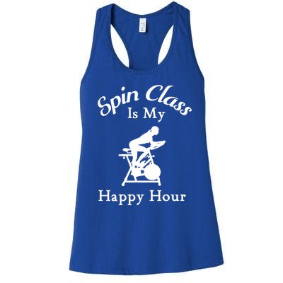 Spin Class Is My Happy Hour Cool Spin Class Cycling Meaningful Gift Women's Racerback Tank