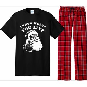 Santa Christmas I Know Where You Live Pajama Set