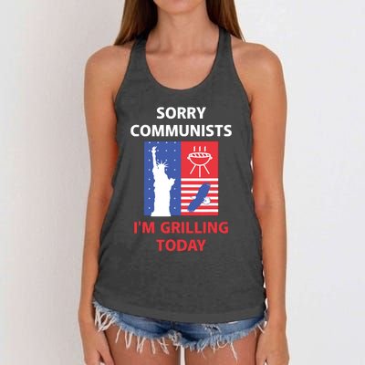 Sorry Communists Im Grilling Today Apparel Women's Knotted Racerback Tank