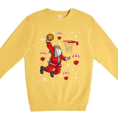 Santa Claus Is Playing Basketball Christmas Gift Premium Crewneck Sweatshirt