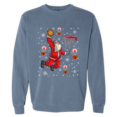 Santa Claus Is Playing Basketball Christmas Gift Garment-Dyed Sweatshirt