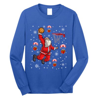 Santa Claus Is Playing Basketball Christmas Gift Long Sleeve Shirt