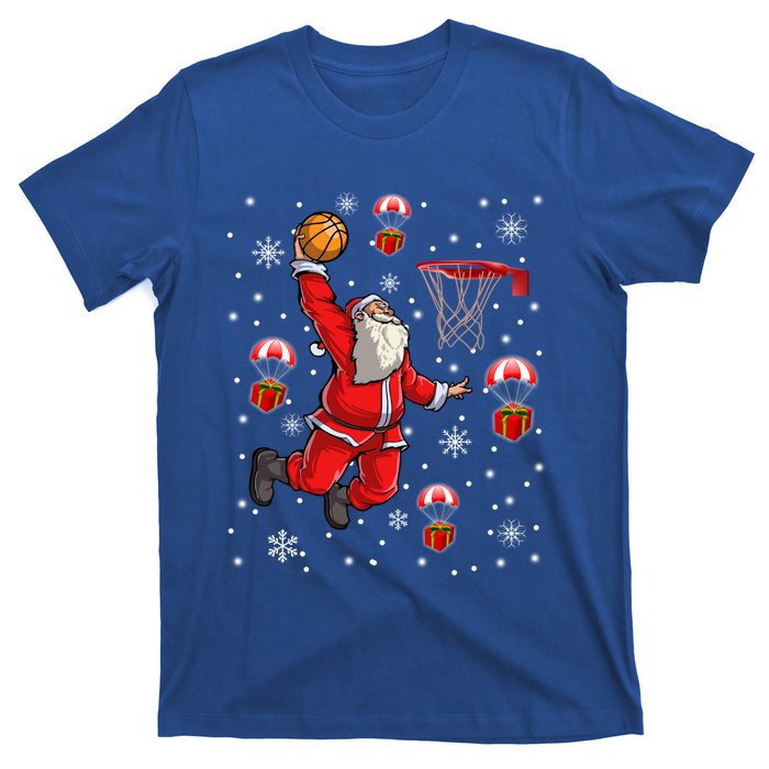 Santa Claus Is Playing Basketball Christmas Gift T-Shirt