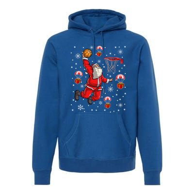 Santa Claus Is Playing Basketball Christmas Gift Premium Hoodie