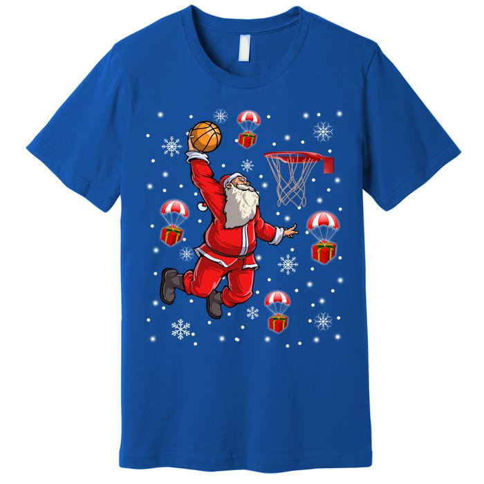 Santa Claus Is Playing Basketball Christmas Gift Premium T-Shirt