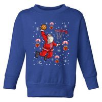 Santa Claus Is Playing Basketball Christmas Gift Toddler Sweatshirt