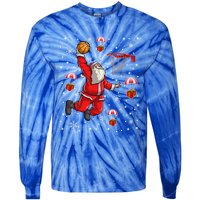 Santa Claus Is Playing Basketball Christmas Gift Tie-Dye Long Sleeve Shirt