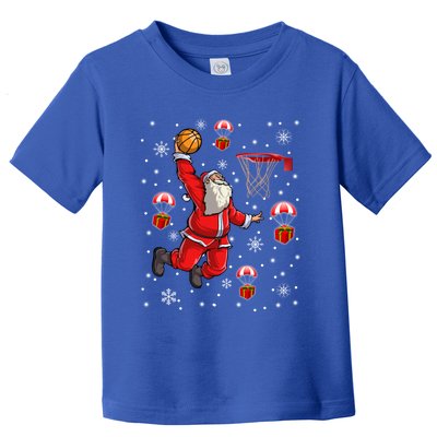 Santa Claus Is Playing Basketball Christmas Gift Toddler T-Shirt