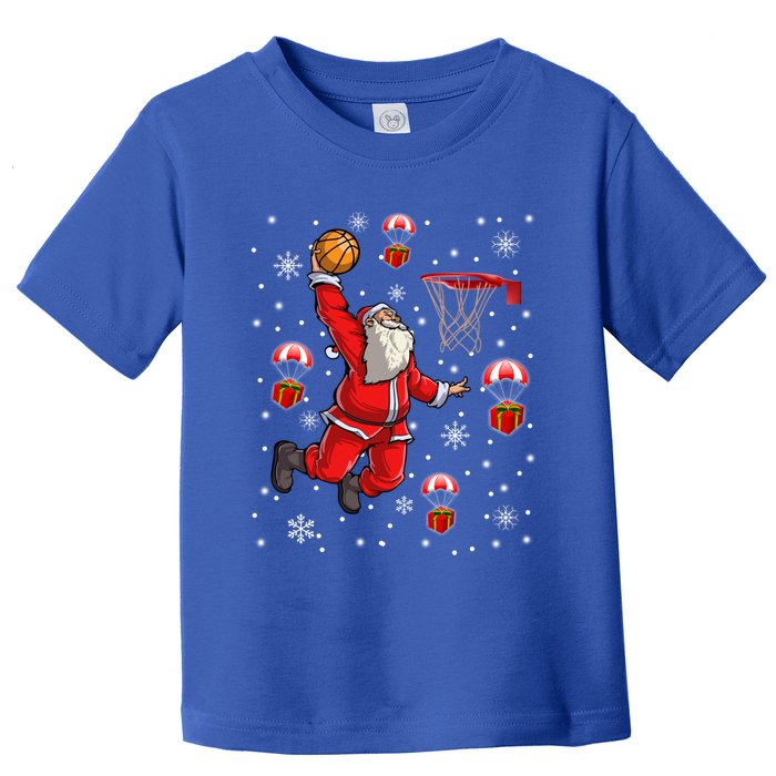 Santa Claus Is Playing Basketball Christmas Gift Toddler T-Shirt