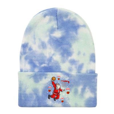 Santa Claus Is Playing Basketball Christmas Gift Tie Dye 12in Knit Beanie