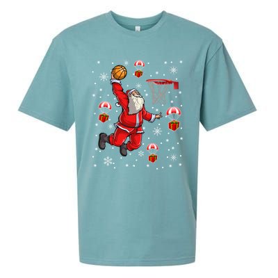 Santa Claus Is Playing Basketball Christmas Gift Sueded Cloud Jersey T-Shirt