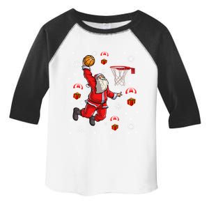 Santa Claus Is Playing Basketball Christmas Gift Toddler Fine Jersey T-Shirt