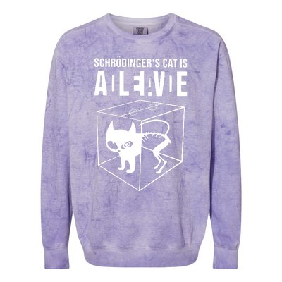 SchrodingerS Cat Is Alive Dead Colorblast Crewneck Sweatshirt