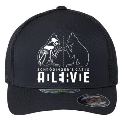 SchrodingerS Cat Is Both Dead And Alive Physics Physicist Flexfit Unipanel Trucker Cap