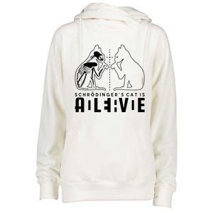 SchrodingerS Cat Is Both Dead And Alive Physics Physicist Womens Funnel Neck Pullover Hood