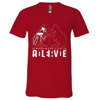 SchrodingerS Cat Is Both Dead And Alive Physics Physicist V-Neck T-Shirt