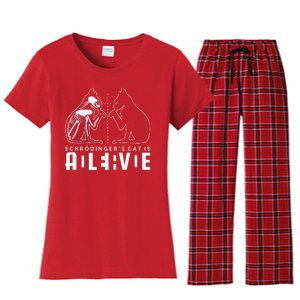 SchrodingerS Cat Is Both Dead And Alive Physics Physicist Women's Flannel Pajama Set