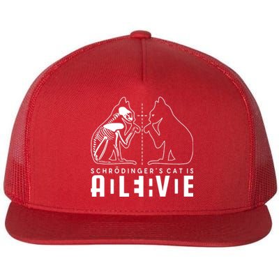 SchrodingerS Cat Is Both Dead And Alive Physics Physicist Flat Bill Trucker Hat