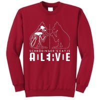 SchrodingerS Cat Is Both Dead And Alive Physics Physicist Tall Sweatshirt