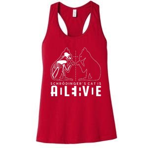 SchrodingerS Cat Is Both Dead And Alive Physics Physicist Women's Racerback Tank