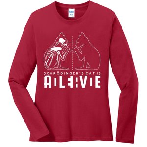 SchrodingerS Cat Is Both Dead And Alive Physics Physicist Ladies Long Sleeve Shirt