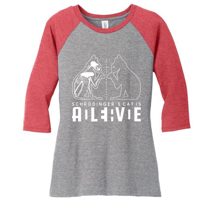 SchrodingerS Cat Is Both Dead And Alive Physics Physicist Women's Tri-Blend 3/4-Sleeve Raglan Shirt