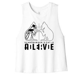 SchrodingerS Cat Is Both Dead And Alive Physics Physicist Women's Racerback Cropped Tank