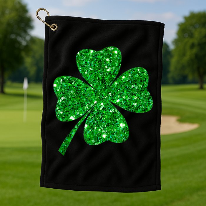 Sparkle Clover Irish Shirt For St Patricks & Pattys Day Golf Towel