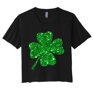 Sparkle Clover Irish Shirt For St Patricks & Pattys Day Women's Crop Top Tee