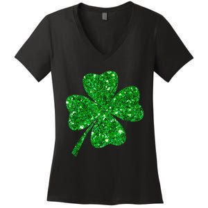 Sparkle Clover Irish Shirt For St Patricks & Pattys Day Women's V-Neck T-Shirt