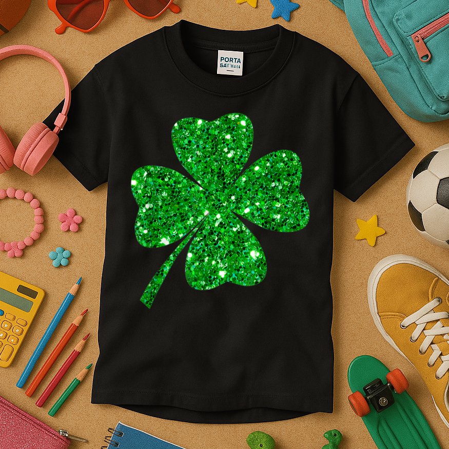Sparkle Clover Irish Shirt For St Patricks & Pattys Day Kids T-Shirt