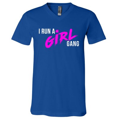 Super Cute I Run A Gang Mom Hustle Design Cool Gift V-Neck T-Shirt