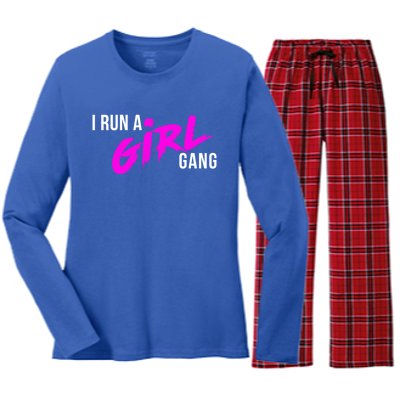 Super Cute I Run A Gang Mom Hustle Design Cool Gift Women's Long Sleeve Flannel Pajama Set 