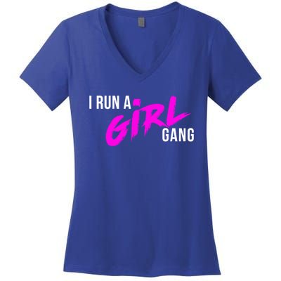 Super Cute I Run A Gang Mom Hustle Design Cool Gift Women's V-Neck T-Shirt