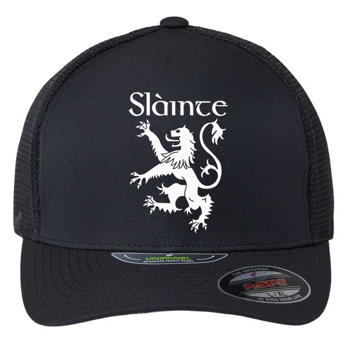 Slainte Cheers In Scots Gaelic Scottish Lion Rampant Flexfit Unipanel Trucker Cap