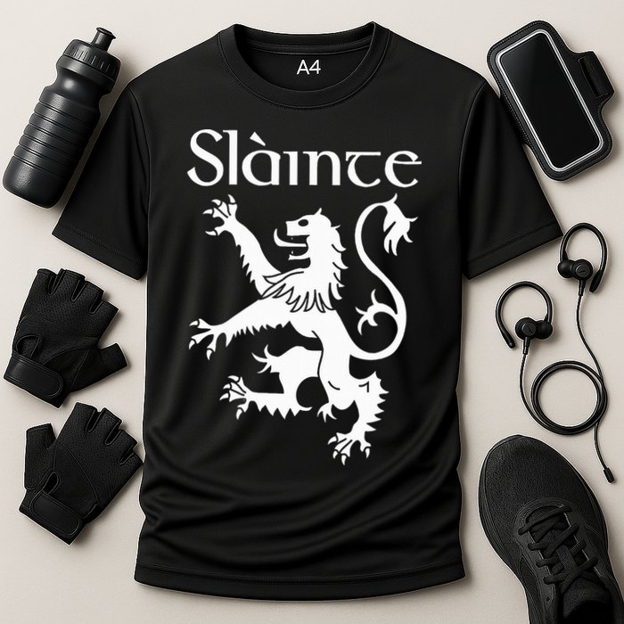 Slainte Cheers In Scots Gaelic Scottish Lion Rampant Performance Shirt