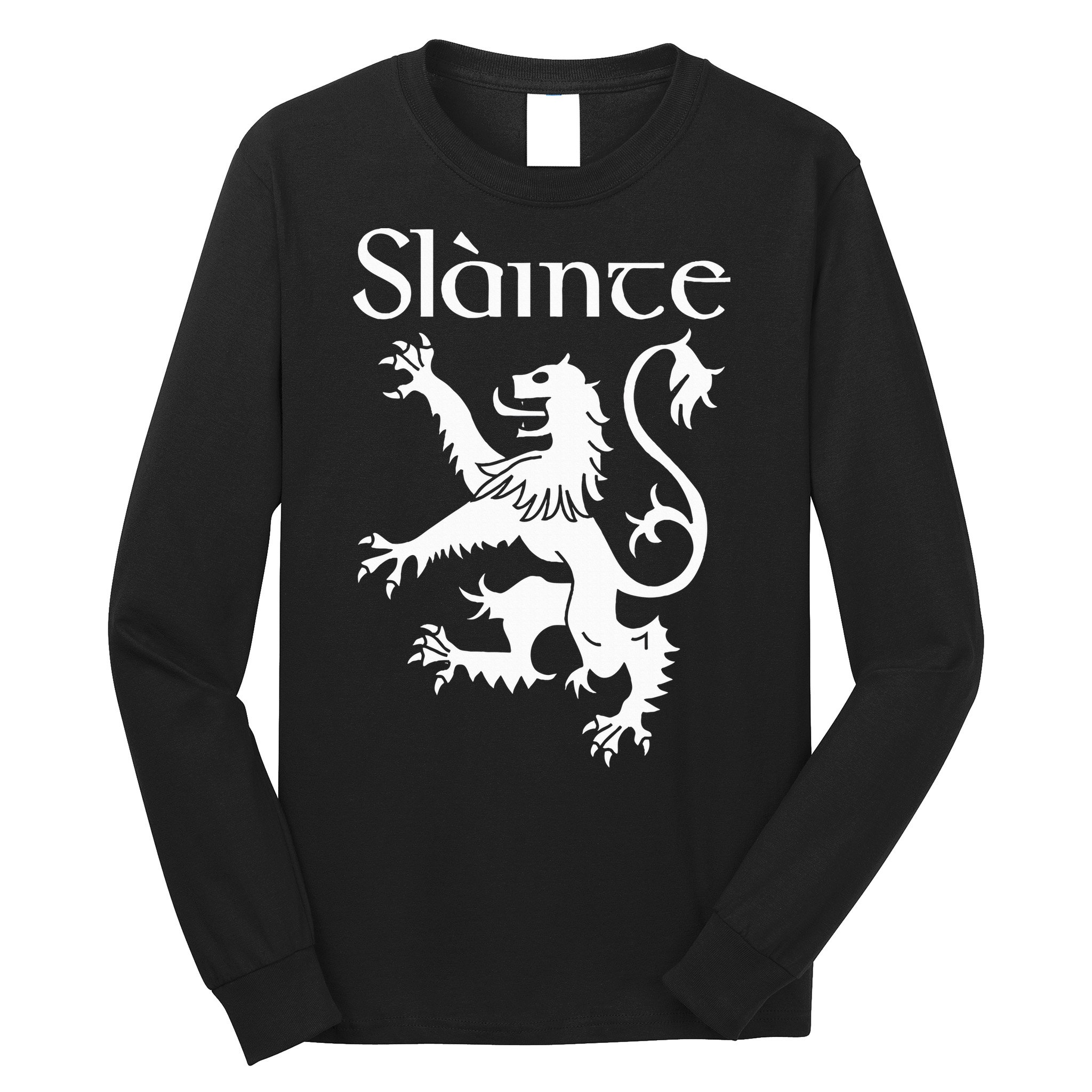 Slainte Cheers In Scots Gaelic Scottish Lion Rampant Long Sleeve Shirt