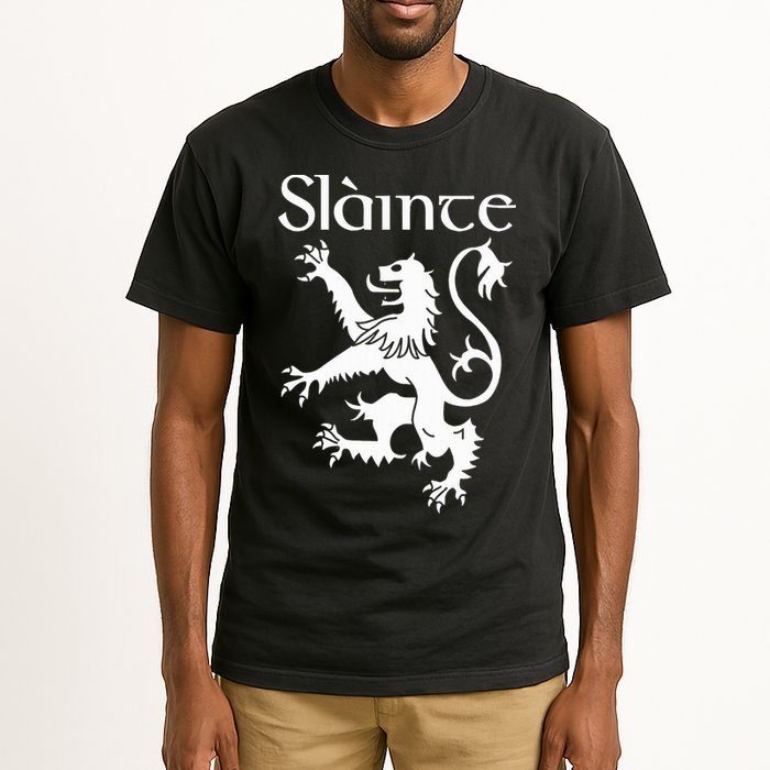 Slainte Cheers In Scots Gaelic Scottish Lion Rampant Tall T-Shirt
