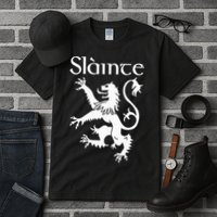 Slainte Cheers In Scots Gaelic Scottish Lion Rampant Tall T-Shirt