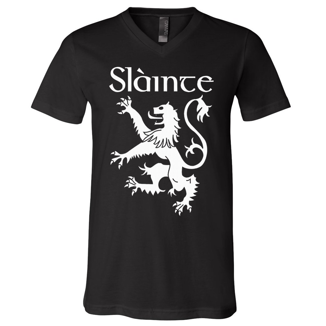 Slainte Cheers In Scots Gaelic Scottish Lion Rampant V-Neck T-Shirt