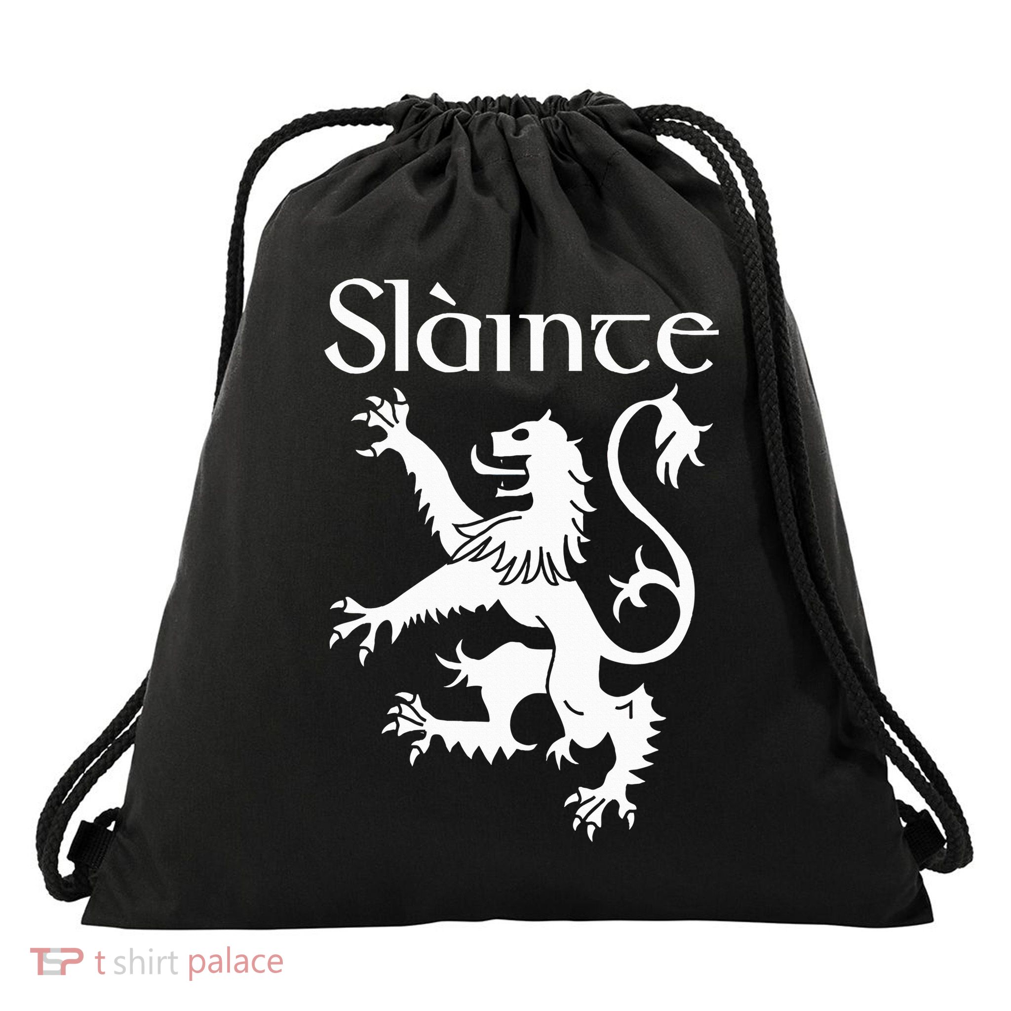 Slainte Cheers In Scots Gaelic Scottish Lion Rampant Drawstring Bag